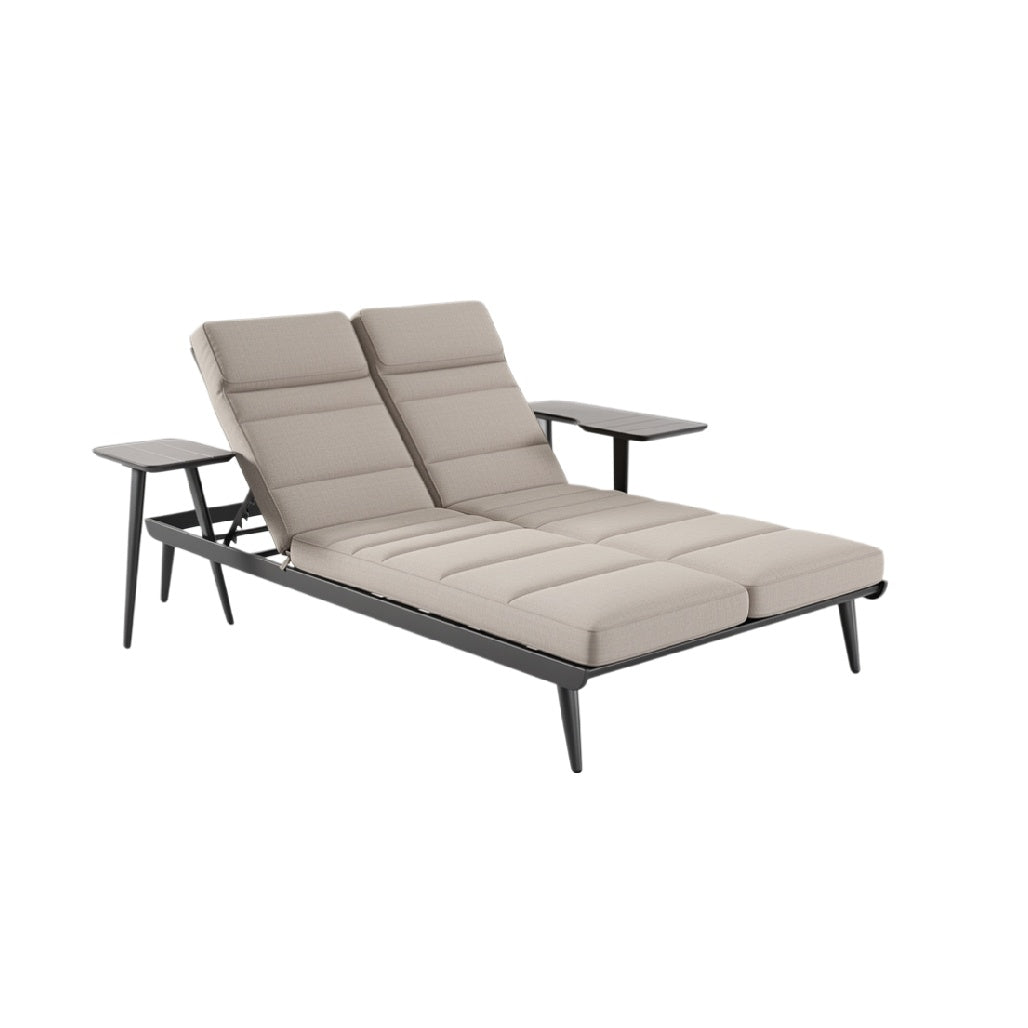 Adjustable Double Recliner Sofa with Side Tables